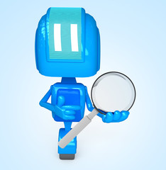 Robot holds magnifying