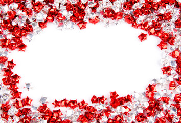 Fototapeta na wymiar Red and white stars heart shape isolated on white background