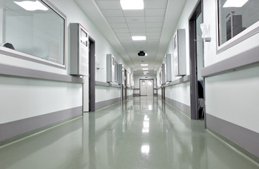 hospital corridor. Space in the ICU unit in the early morning.