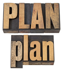 plan word in letterpress wood type