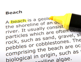 Text highlighted with felt tip pen