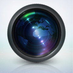 camera lens with globe