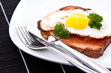Meat loaf with fried egg