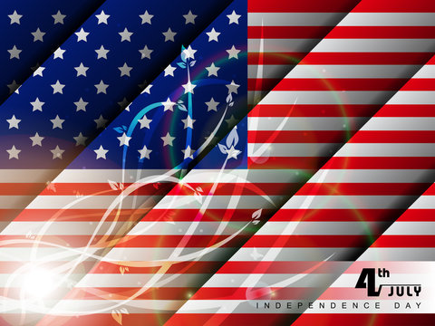 Abstract American flag background with floral effects.