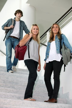 students in stairs