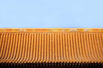 Tiled Chinese roof inside the Forbidden City, Beijing
