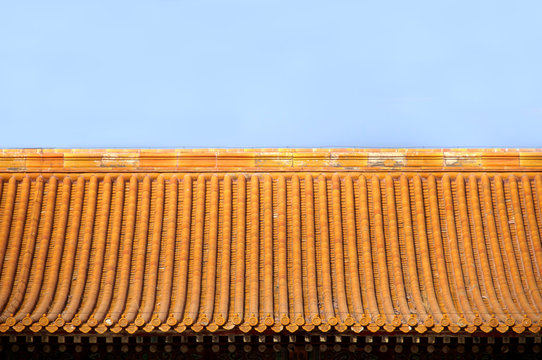Tiled Chinese roof inside the Forbidden City, Beijing