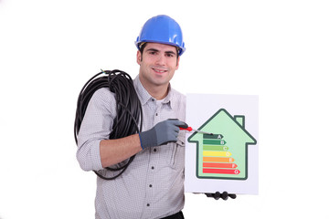 craftsman holding an energy consumption label
