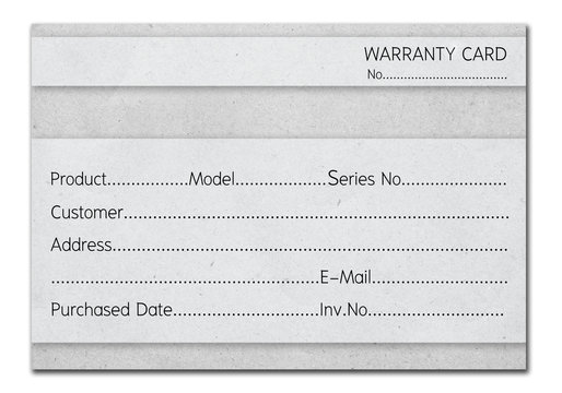instant warranty card on gray paper