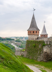Fototapeta na wymiar View of fortress and old town, Kamianets-Podilskyi, Ukraine