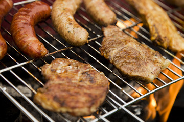 Closeup of fried burgers