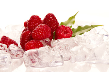 raspberries on ice