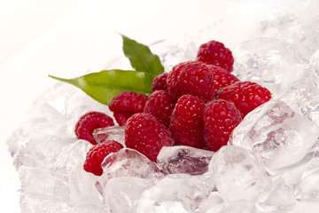 raspberries on ice