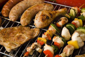 Closeup of meet on grill