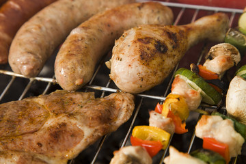 Closeup of meet on grill