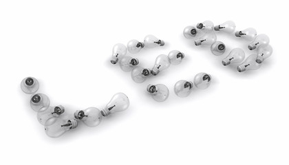 Glühlampen zeigen LED-Schrift