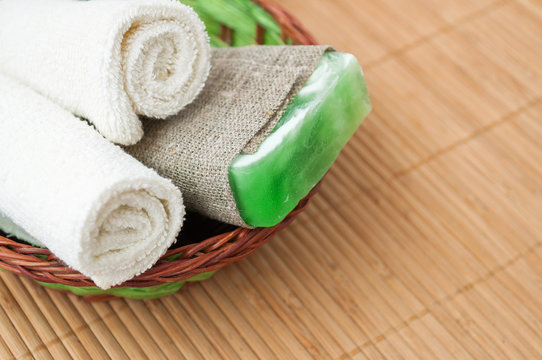 Soap and towel.