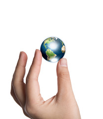 Earth in hand isolated on white background  (Elements of this im