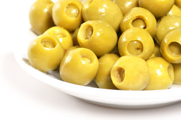 Detalle de aceitunas rellenas.