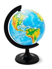 Physical globe isolated on a white