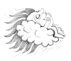 The sun is resting on a cloud