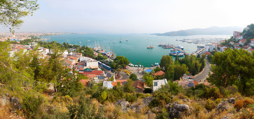 Naklejka premium panoramic view of a sea resort city, Fethiye, Turkey