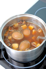 sweet pork and egg stew with fried tofu - palo - thaifood