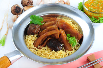 Baked goose leg and egg noodle