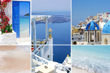 Set of summer photos in Santorini island, Greece