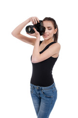 teen girl with photo camera