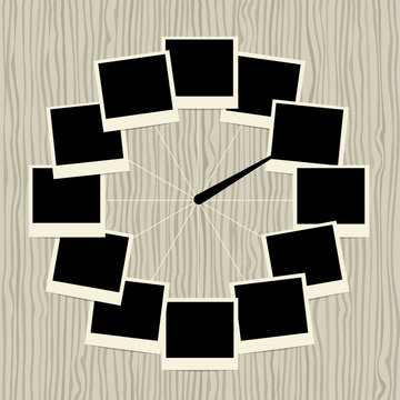 Creative clock design with photo frames