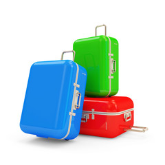 Many Suitcases isolated on white background