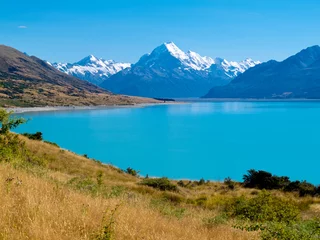 Crédence de cuisine en verre imprimé Aoraki/Mount Cook Glacier Emerald Lake Pukaki, Aoraki Mt Cook NP, NZ