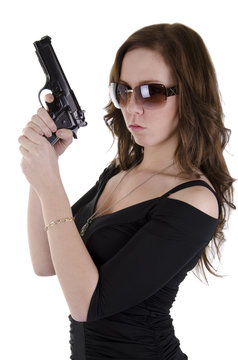 Young woman with gun. (4)