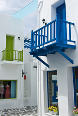 Blue small terrace in shopping area