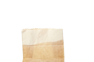 Brown paper sack  on  white background