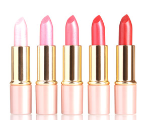 beautiful lipsticks isolated on white