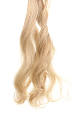 Naklejka premium Curly blond hair isolated on white