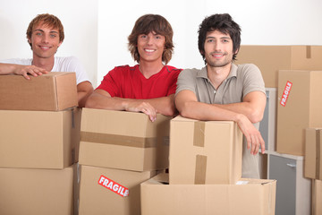 teenagers moving together into a new apartment