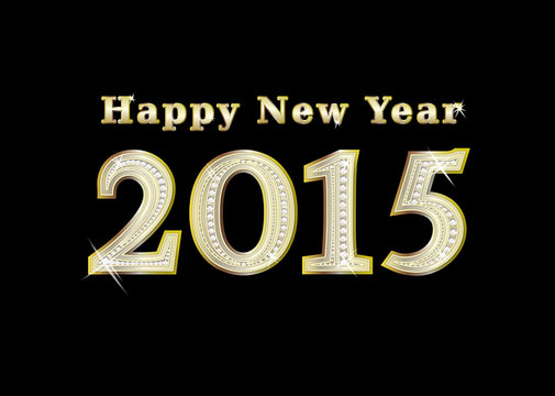 new year 2015 golden with diamonds