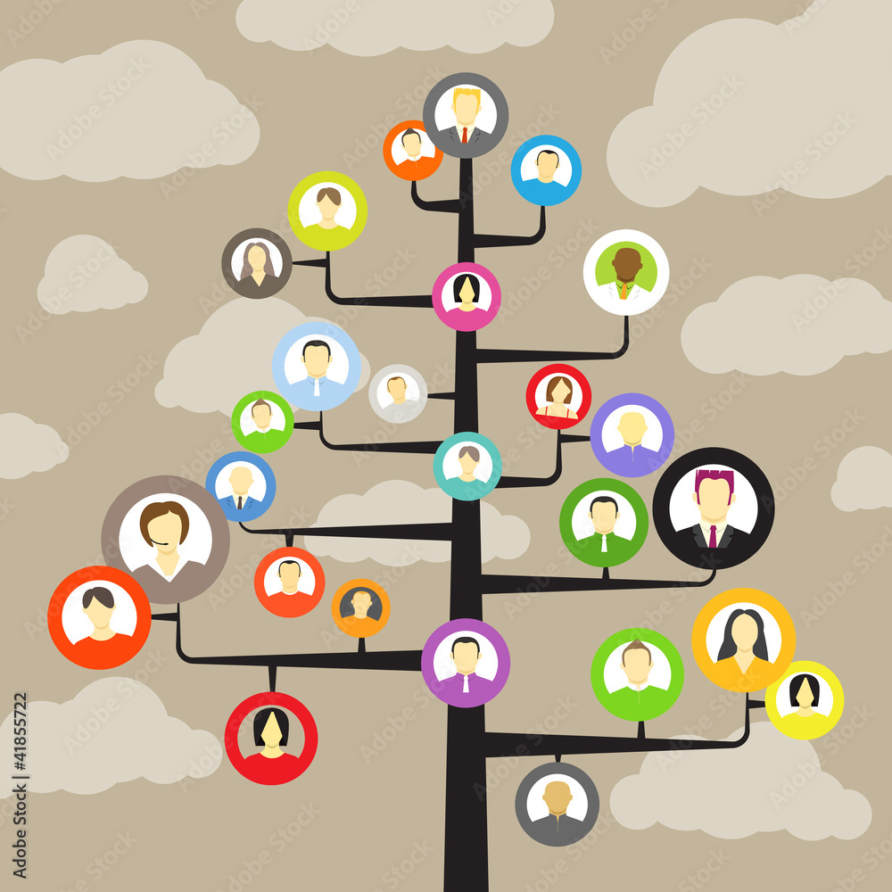 Poster abstract community tree with avatars of members