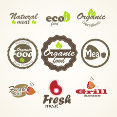 Eco and fresh food products stickers