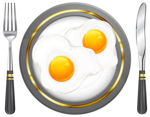 Fried eggs on plate