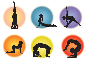 colorful yoga poses