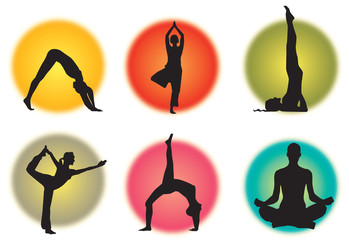 colorful yoga poses