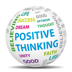Positive thinking world. Vector icon.