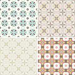 set of four seamless pattern with abstract retro ornaments
