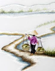 Zelfklevend Fotobehang art vietnam asie asia embroidery © Richard
