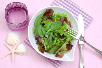light summer green lettuce, arugula, spinach salad