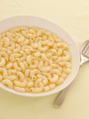 close up of a bowl of macaroni soup